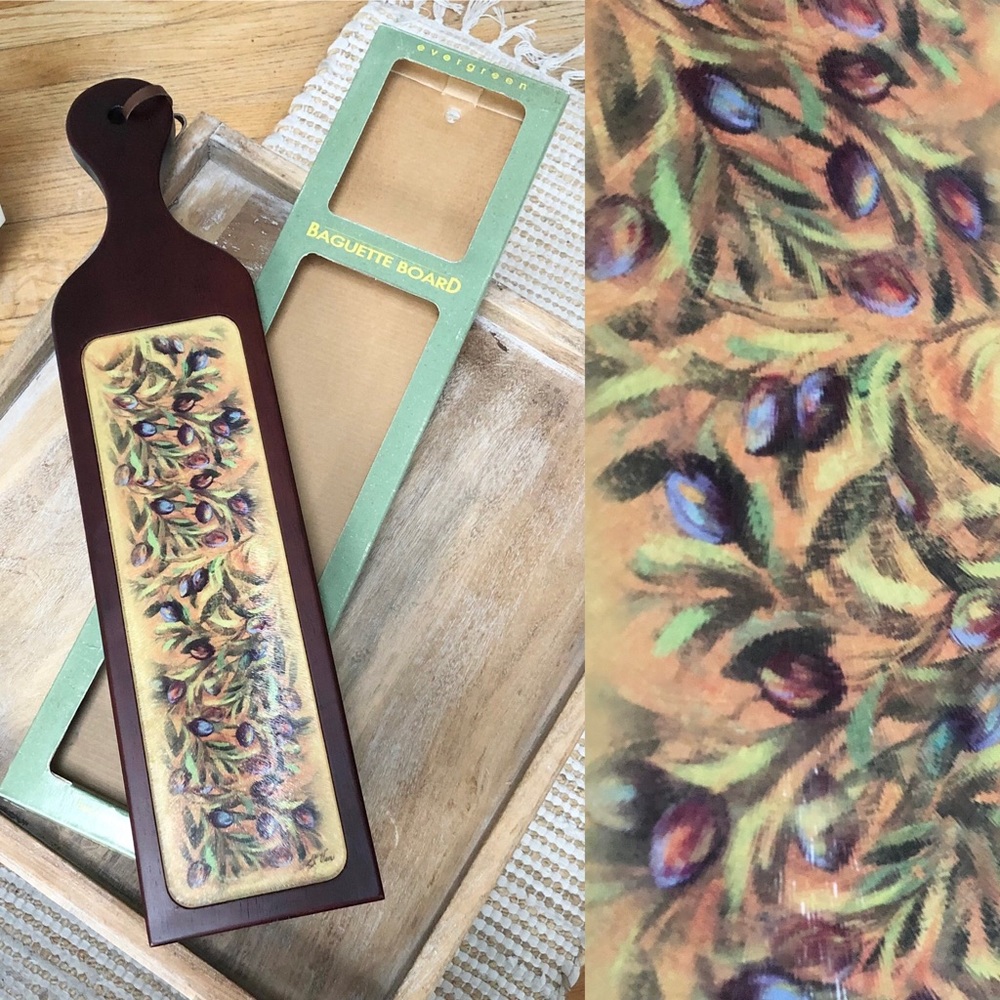 Glass Olive Florentine Cutting Baguette Board